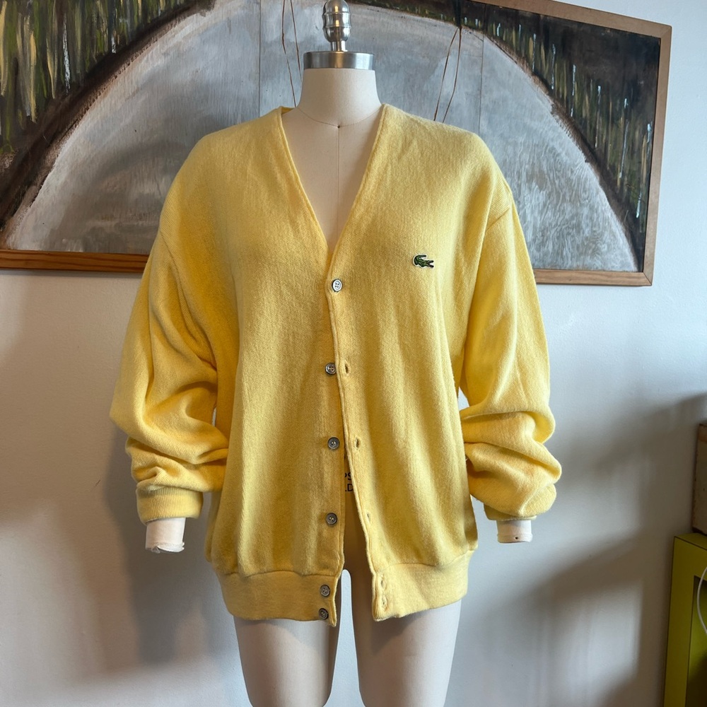 Lacoste Pale Yellow Cardigan with Crocodile Logo